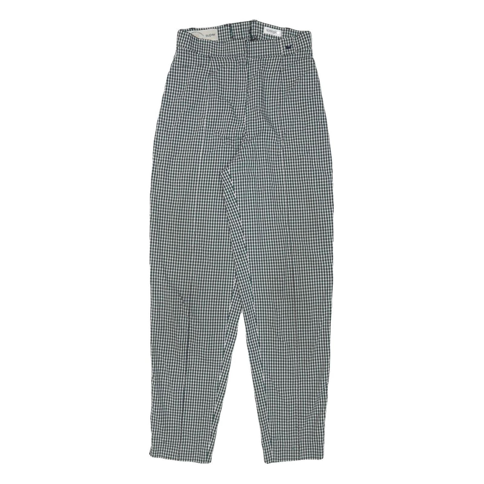 SPENGLER Womens Polyester Blend Relaxed Tapered Trousers W25 L29 Checked Print