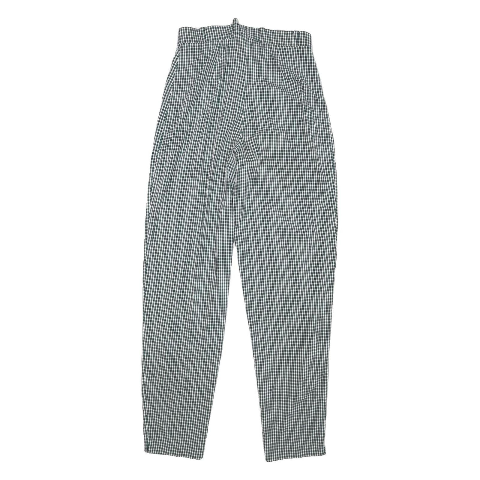 SPENGLER Womens Polyester Blend Relaxed Tapered Trousers W25 L29 Checked Print