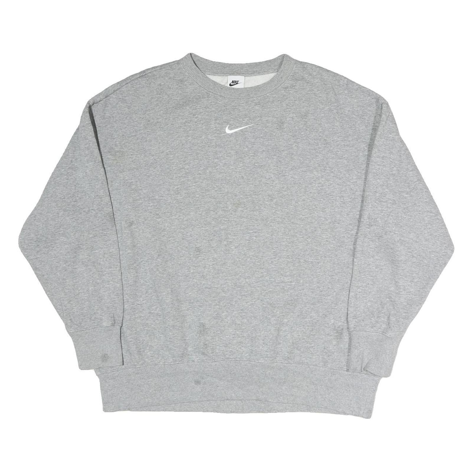 NIKE Mens Grey Crew Neck M Cotton Logo Embroidered Casual Sweatshirt