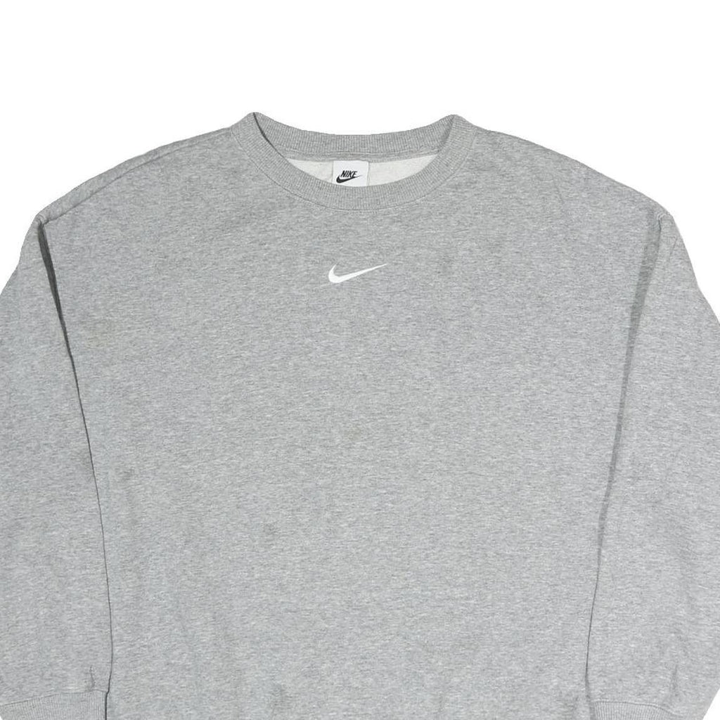 NIKE Mens Grey Crew Neck M Cotton Logo Embroidered Casual Sweatshirt