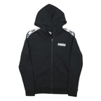 PUMA Womens Black Hoodie S Full Zip Zip Up Logo Tape Sleeve
