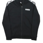 PUMA Womens Black Hoodie S Full Zip Zip Up Logo Tape Sleeve