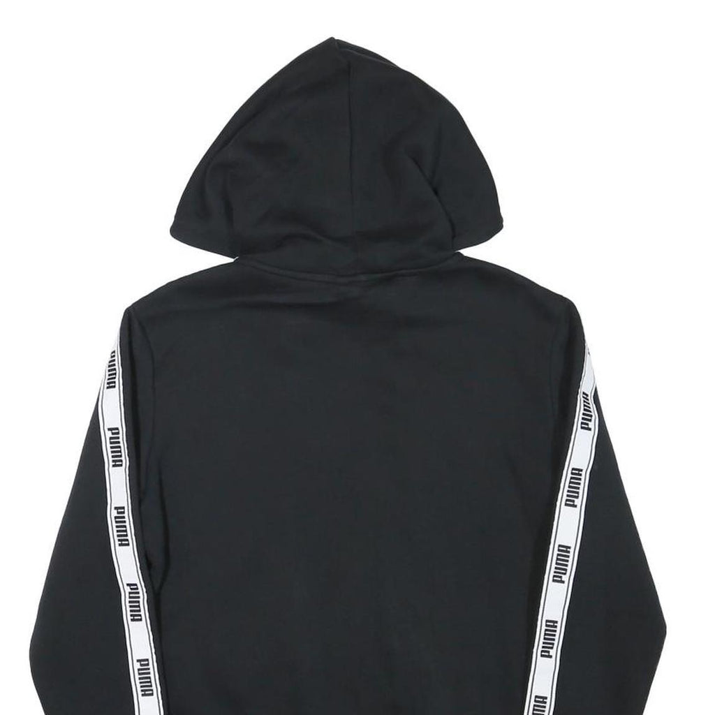PUMA Womens Black Hoodie S Full Zip Zip Up Logo Tape Sleeve