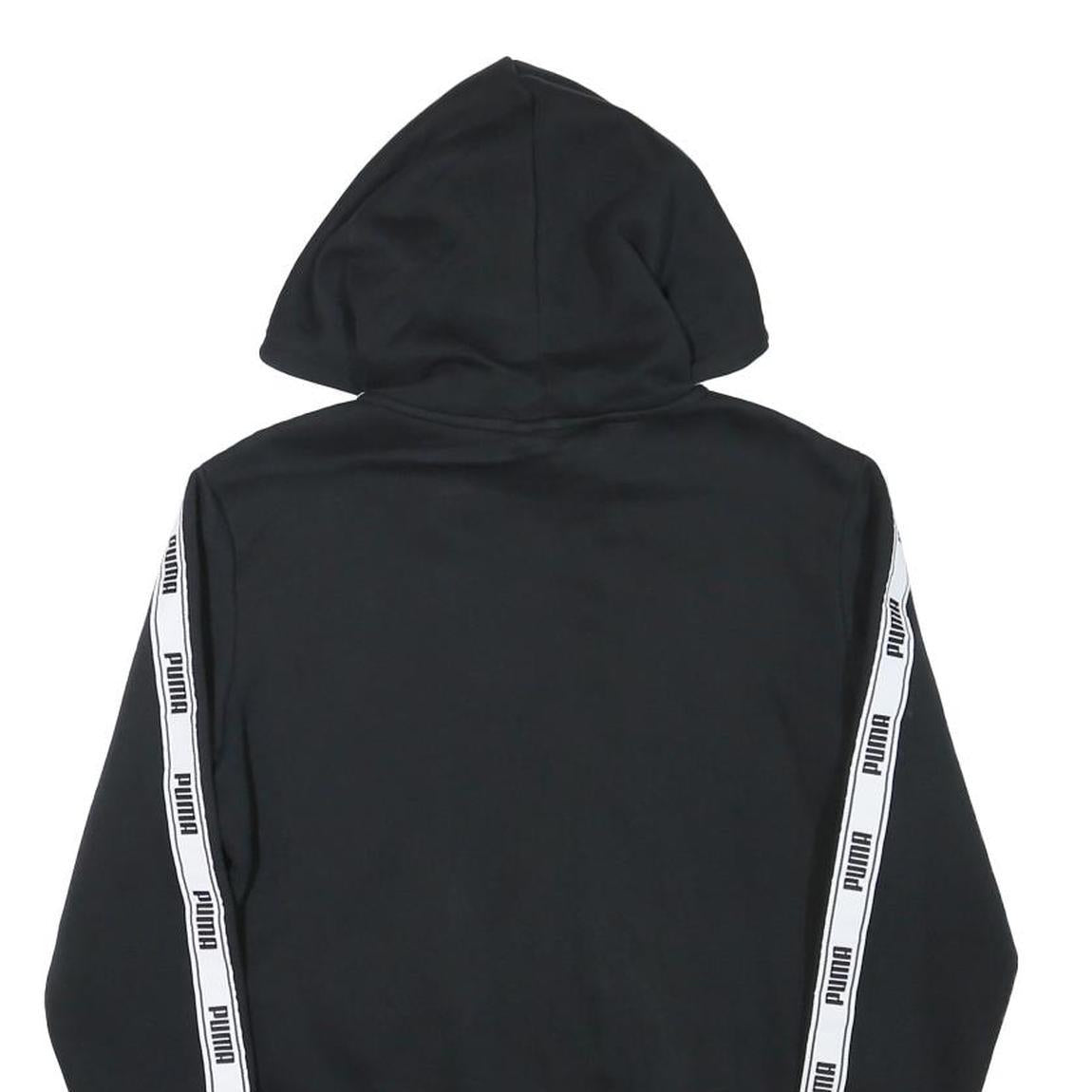 PUMA Womens Black Hoodie S Full Zip Zip Up Logo Tape Sleeve