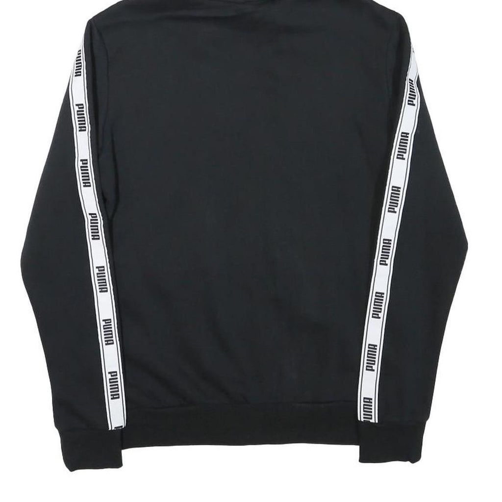 PUMA Womens Black Hoodie S Full Zip Zip Up Logo Tape Sleeve