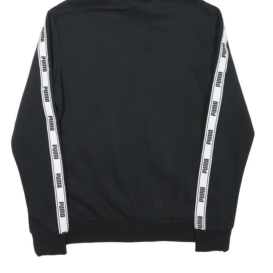 PUMA Womens Black Hoodie S Full Zip Zip Up Logo Tape Sleeve