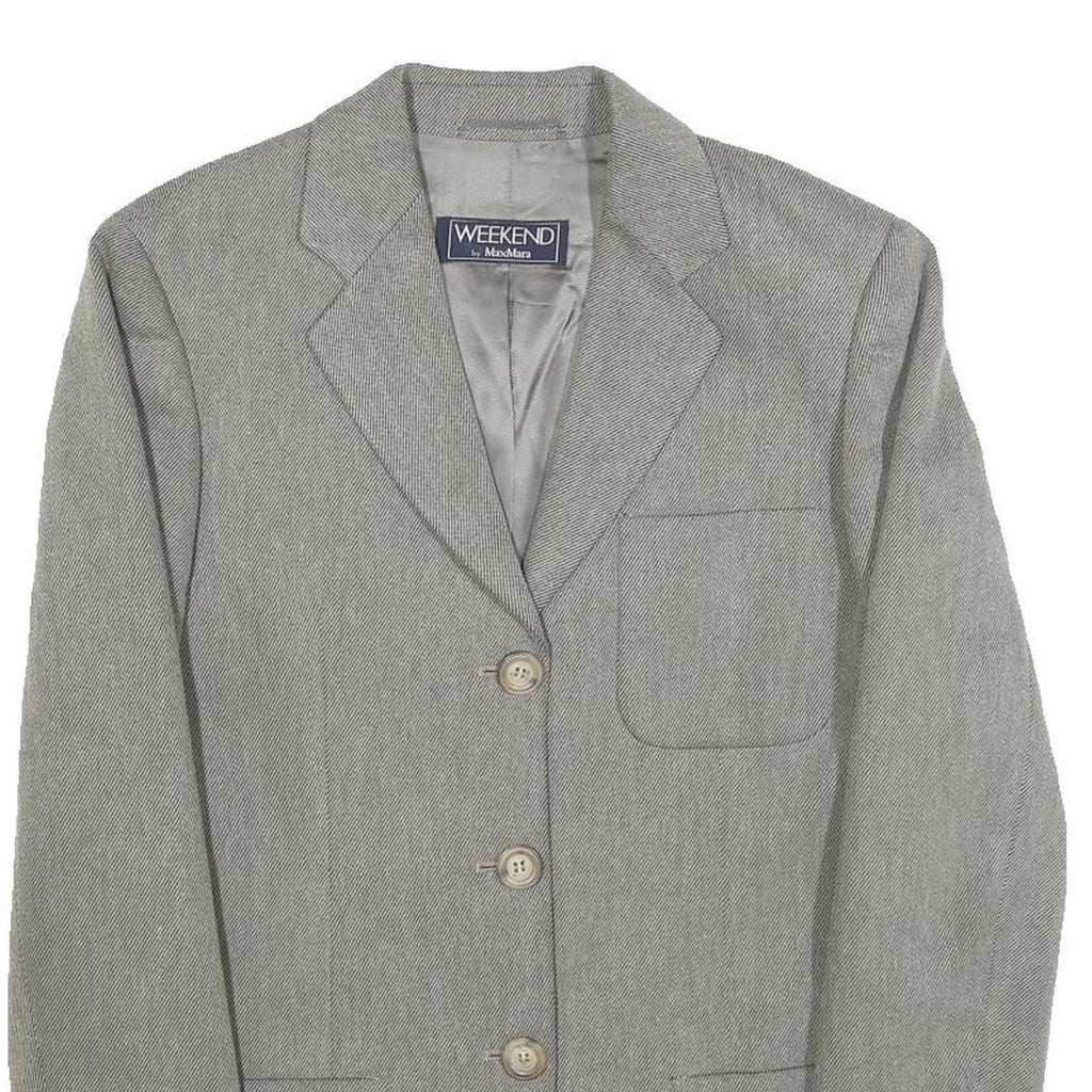 WEEKEND MAX MARA Womens Grey Wool Blend Blazer Jacket UK 10 Herringbone Button