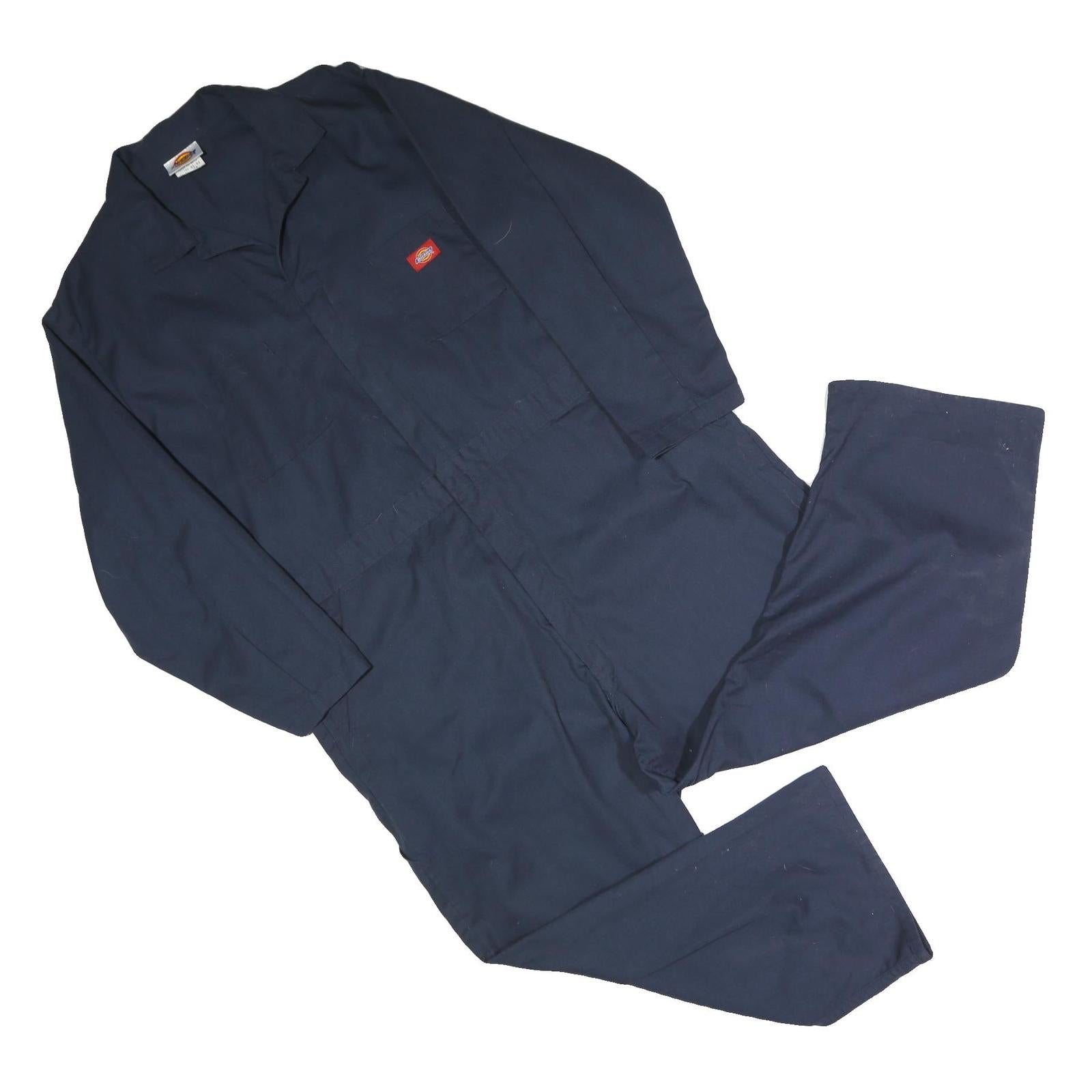 DICKIES Mens Navy Blue Polyester Blend Dungarees Relaxed Fit Plain 2XL W50 L25