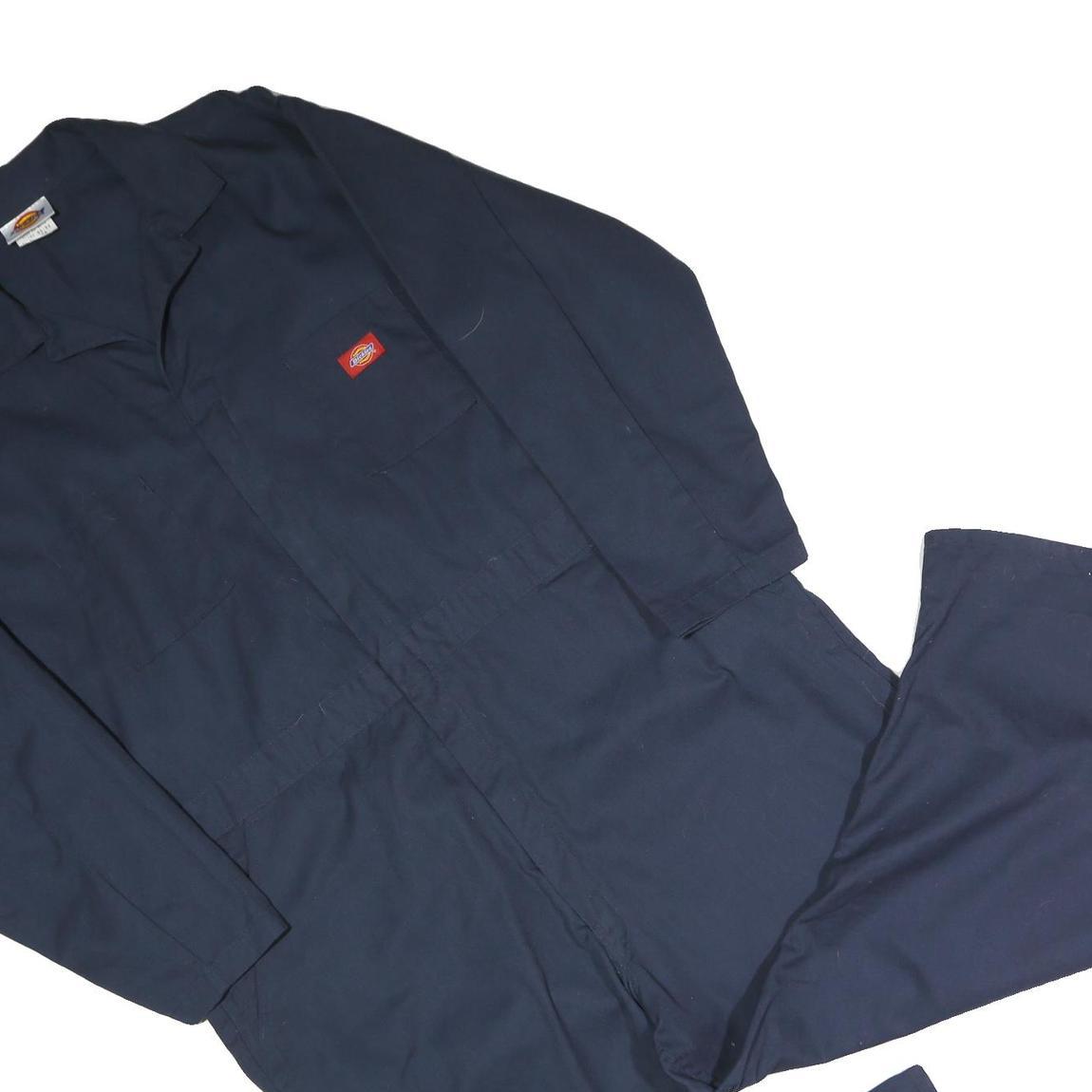 DICKIES Mens Navy Blue Polyester Blend Dungarees Relaxed Fit Plain 2XL W50 L25