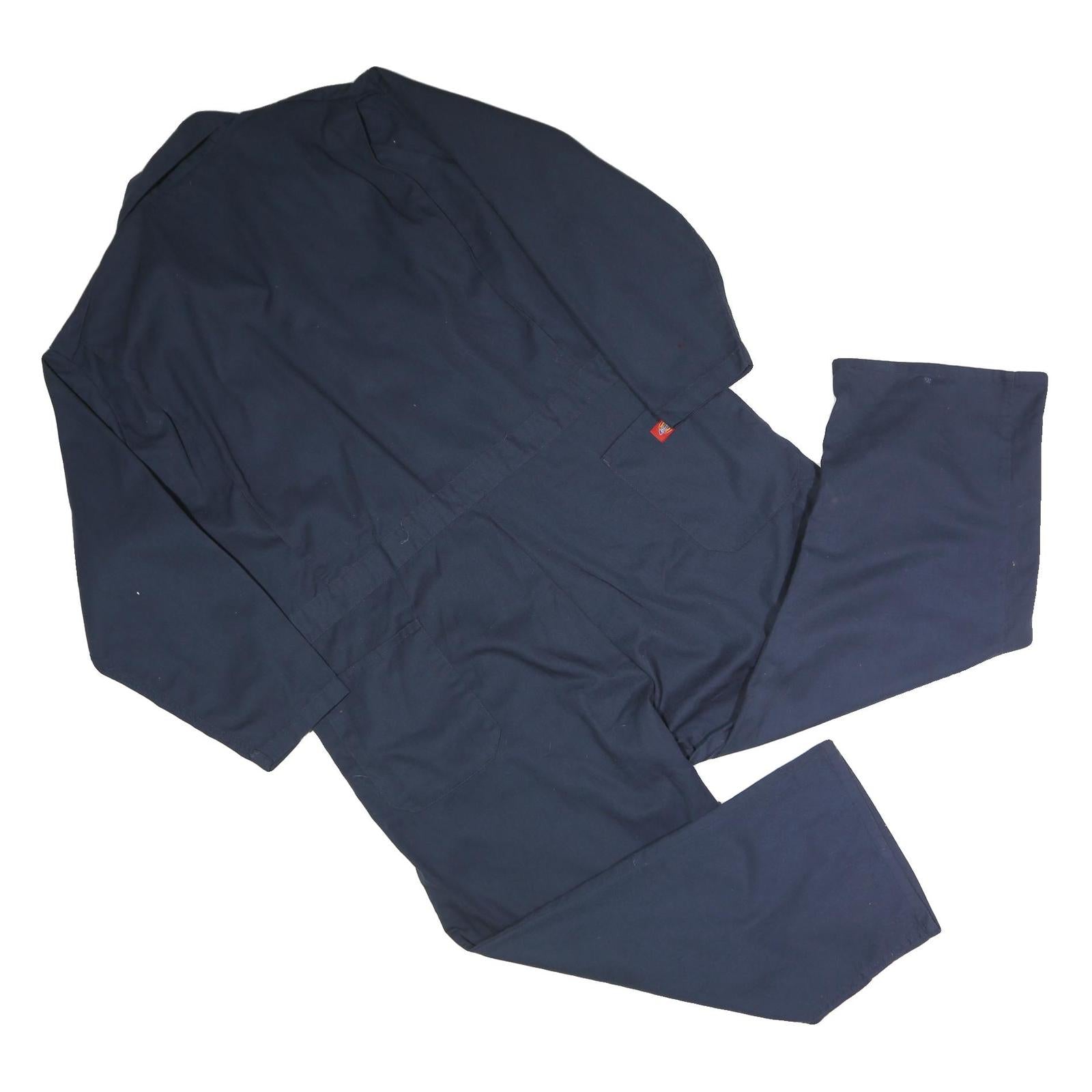 DICKIES Mens Navy Blue Polyester Blend Dungarees Relaxed Fit Plain 2XL W50 L25