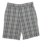 DICKIES Mens Shorts Grey Black Plaid M W32 Cargo Cotton Blend Casual