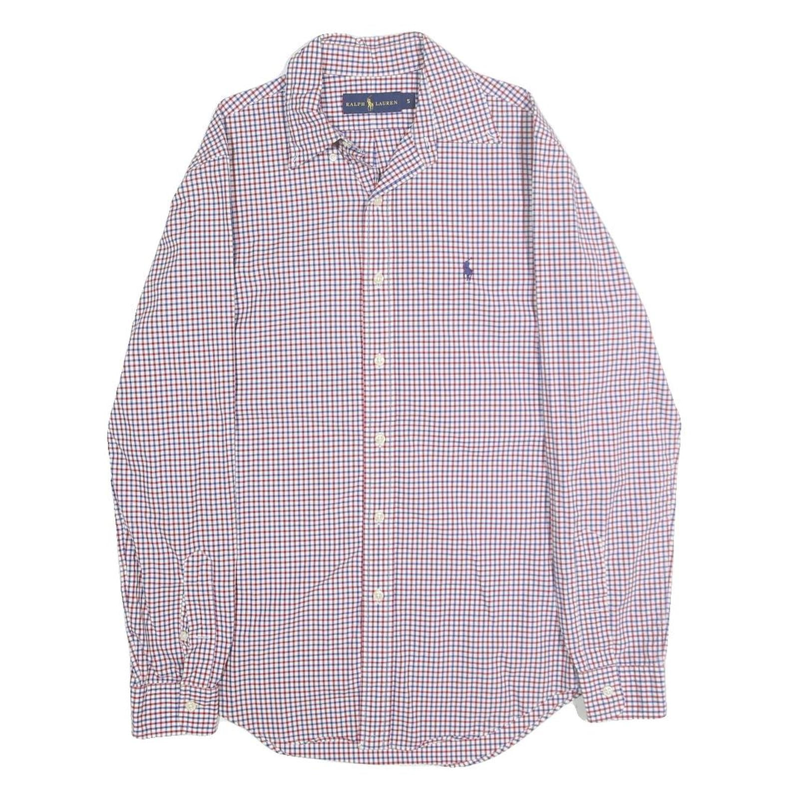 RALPH LAUREN Mens Red & Blue Checked Shirt S Classic Button Down Cotton