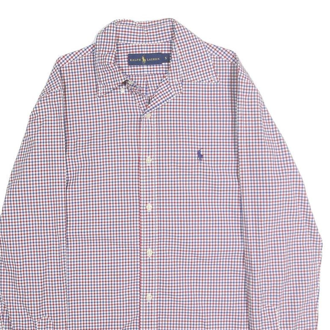 RALPH LAUREN Mens Red & Blue Checked Shirt S Classic Button Down Cotton