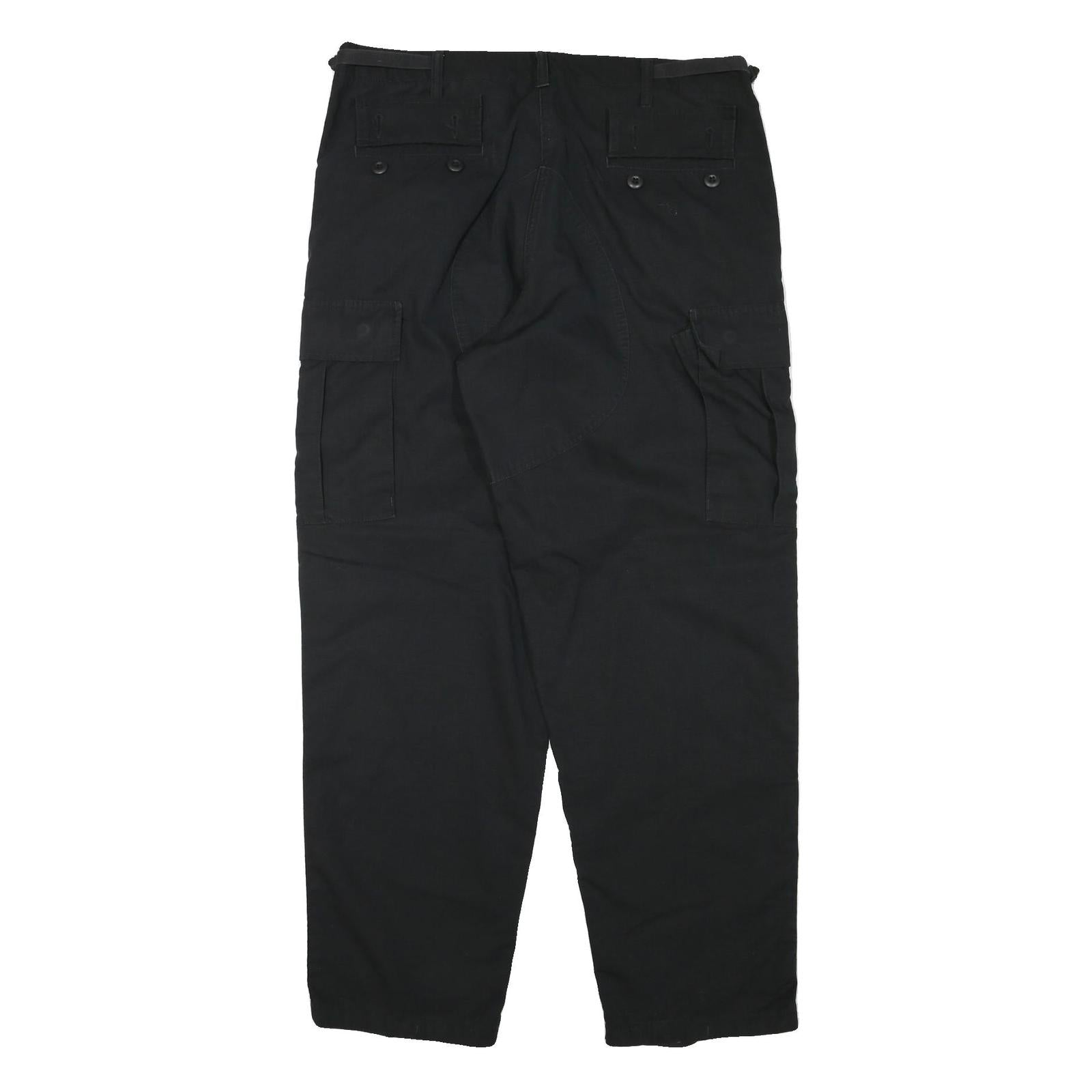 TRU-SPEC Mens Cotton Blend Black Regular Cargo Trousers W36 L33 Durable Zip