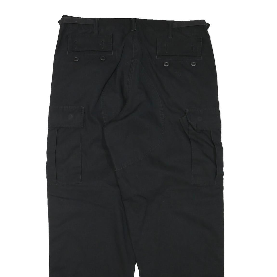 TRU-SPEC Mens Cotton Blend Black Regular Cargo Trousers W36 L33 Durable Zip