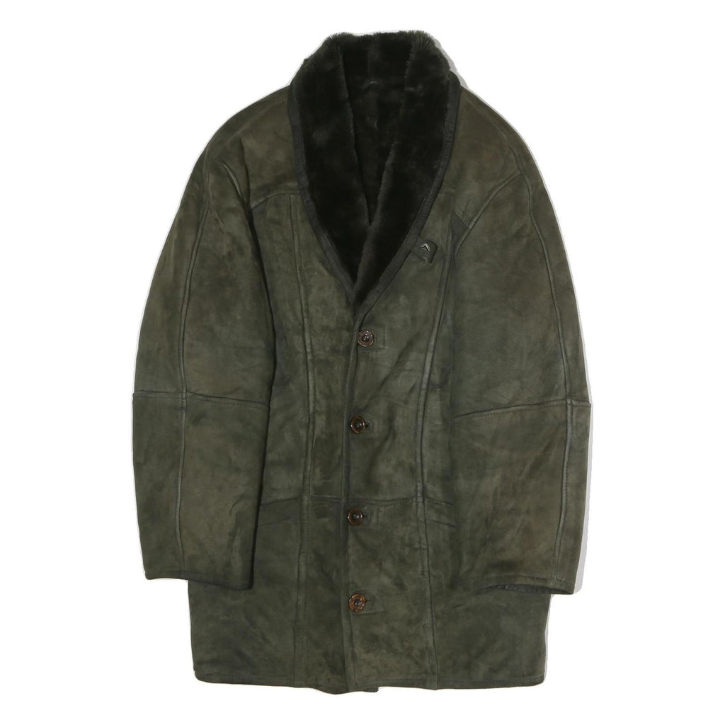 Womens Green Polyester Button Jacket XL Soft Touch Long Sleeve Classic Fit