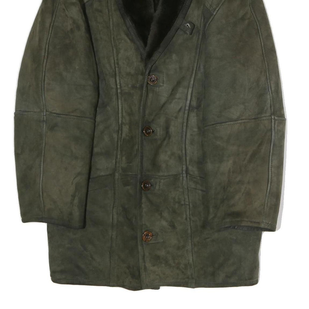 Womens Green Polyester Button Jacket XL Soft Touch Long Sleeve Classic Fit