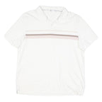 CALVIN KLEIN Mens White & Taupe Stripe Short Sleeve Polo Shirt XL Casual