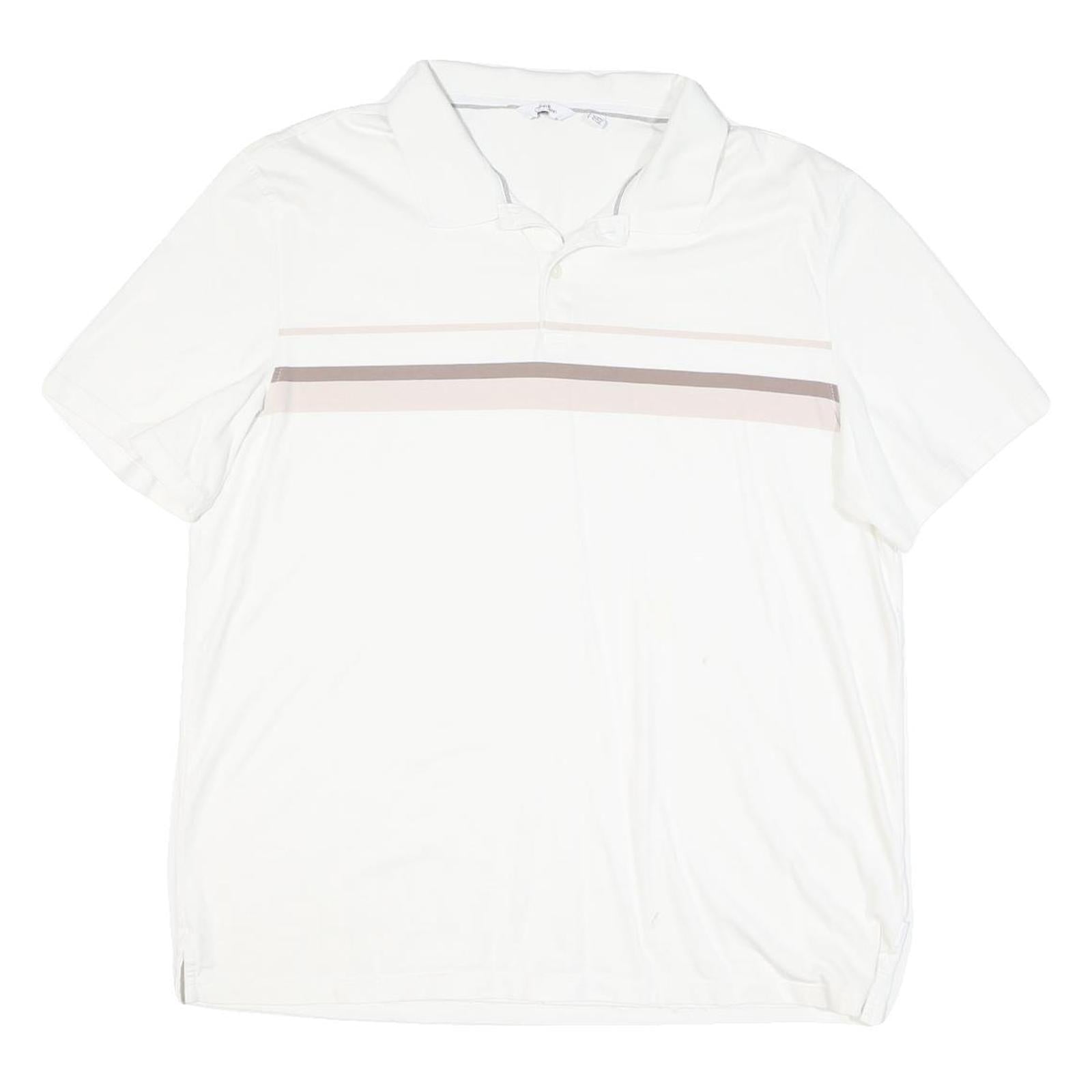 CALVIN KLEIN Mens White & Taupe Stripe Short Sleeve Polo Shirt XL Casual