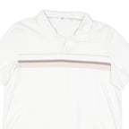 CALVIN KLEIN Mens White & Taupe Stripe Short Sleeve Polo Shirt XL Casual