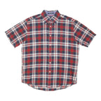 TOMMY HILFIGER Mens Red Blue White Check Shirt M Button-Down Cotton Blend
