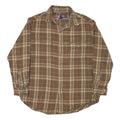 CHAPS RALPH LAUREN Mens Brown & Beige Check Shirt L Cotton Blend Casual Long