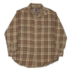 CHAPS RALPH LAUREN Mens Brown & Beige Check Shirt L Cotton Blend Casual Long