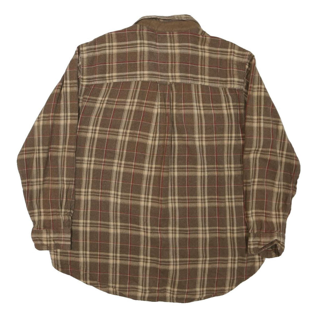 CHAPS RALPH LAUREN Mens Brown & Beige Check Shirt L Cotton Blend Casual Long