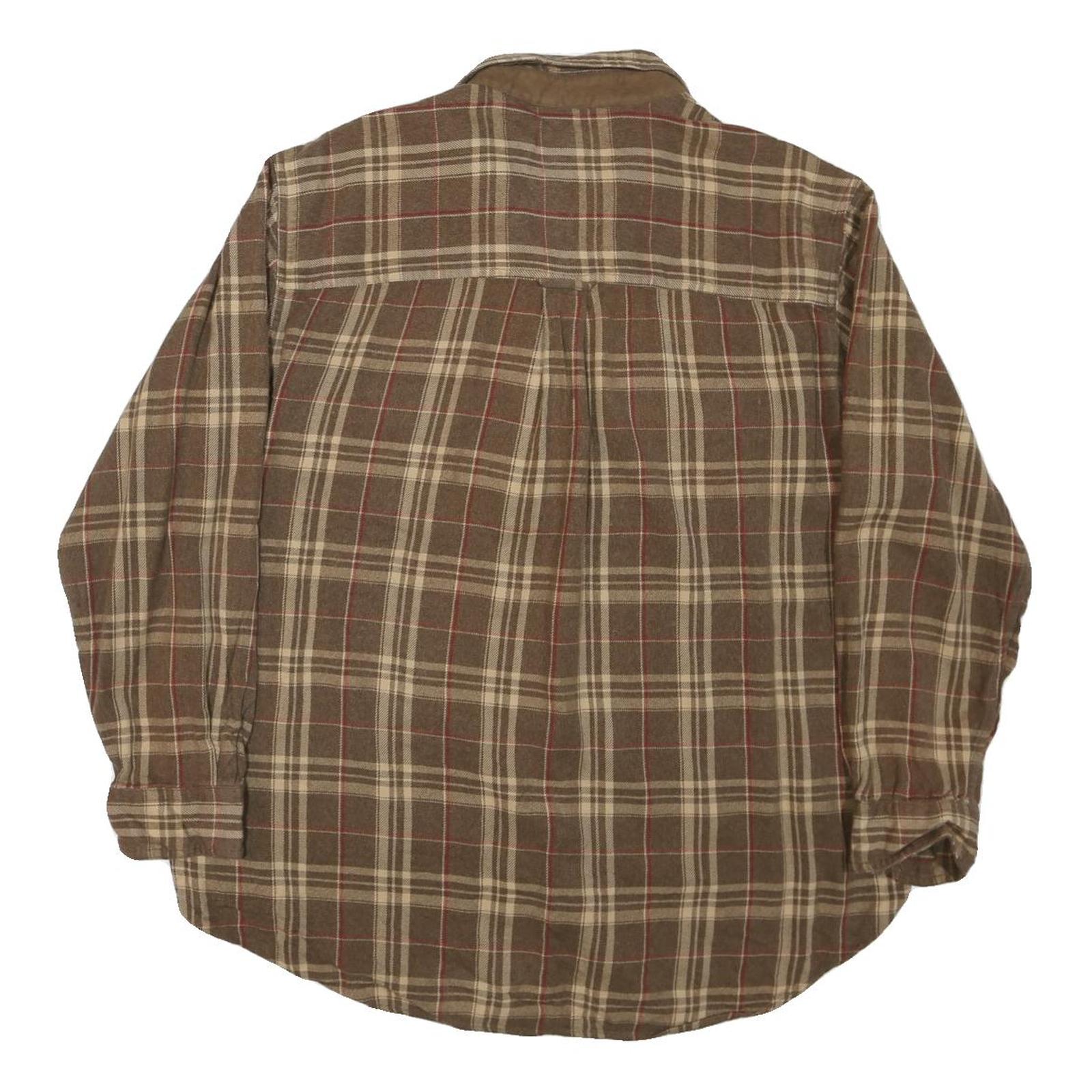 CHAPS RALPH LAUREN Mens Brown & Beige Check Shirt L Cotton Blend Casual Long