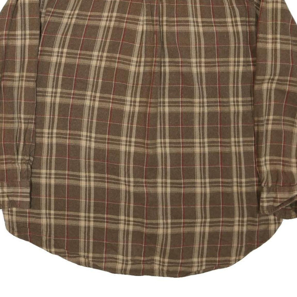 CHAPS RALPH LAUREN Mens Brown & Beige Check Shirt L Cotton Blend Casual Long