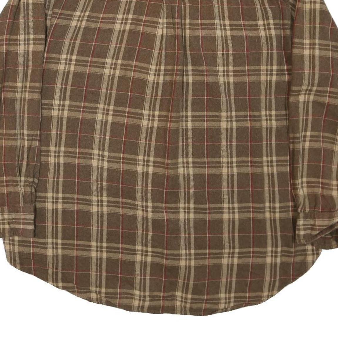 CHAPS RALPH LAUREN Mens Brown & Beige Check Shirt L Cotton Blend Casual Long