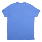 ADIDAS Mens Blue White Striped Logo Short Sleeve Polo Shirt L Cotton Casual