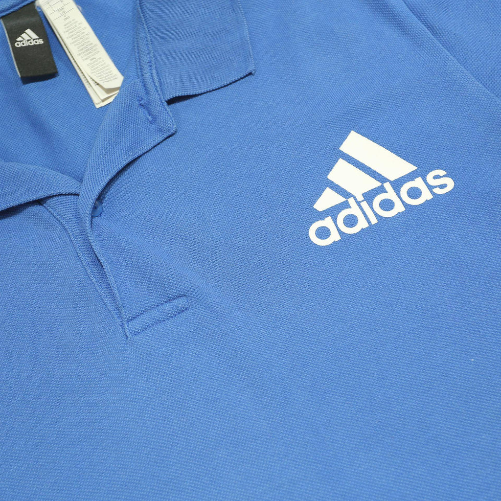 ADIDAS Mens Blue White Striped Logo Short Sleeve Polo Shirt L Cotton Casual