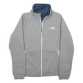 THE NORTH FACE Womens Grey Blue Jacket M Polyester Plain Zip Up Soft Fleece