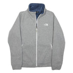 THE NORTH FACE Womens Grey Blue Jacket M Polyester Plain Zip Up Soft Fleece