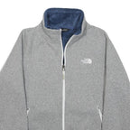 THE NORTH FACE Womens Grey Blue Jacket M Polyester Plain Zip Up Soft Fleece