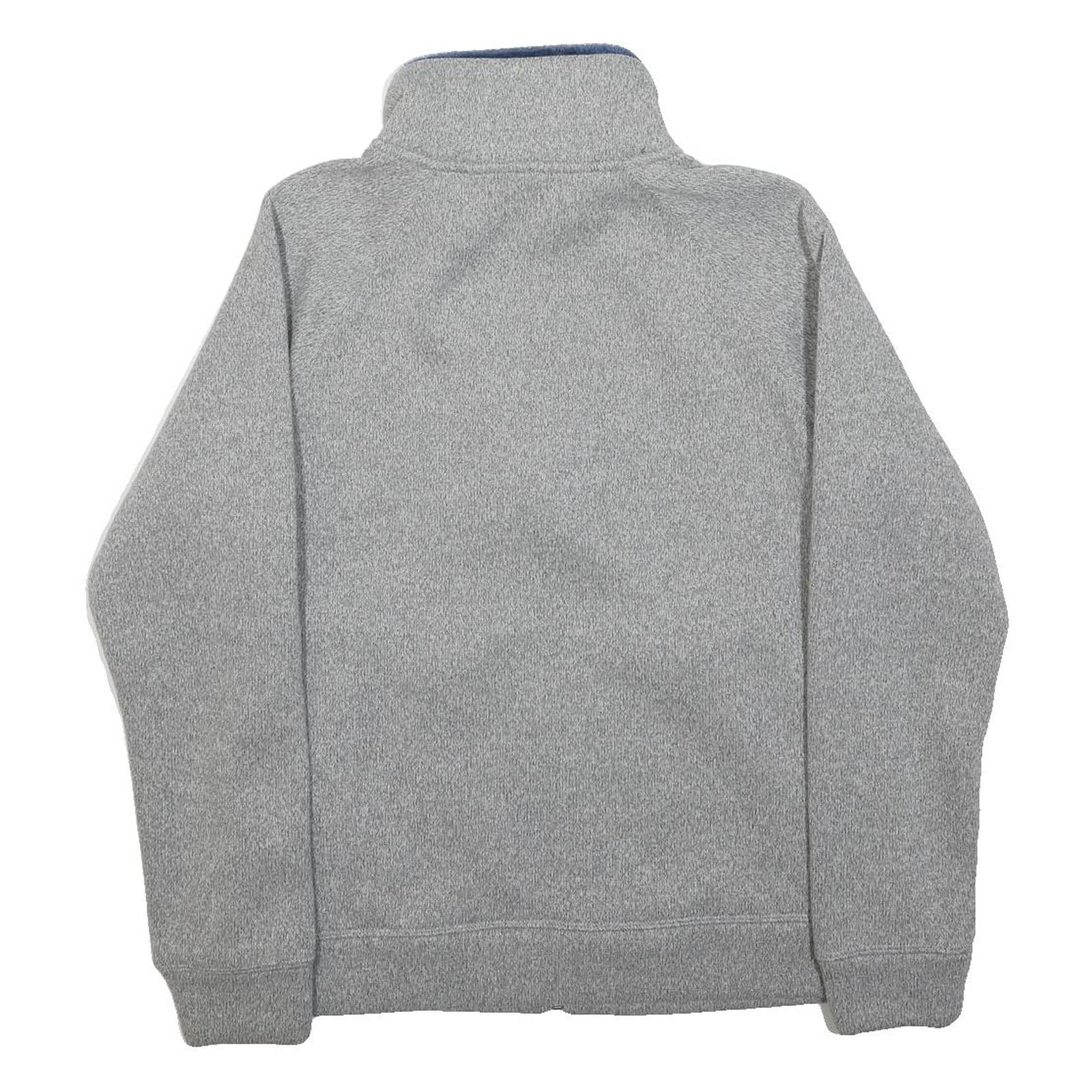 THE NORTH FACE Womens Grey Blue Jacket M Polyester Plain Zip Up Soft Fleece