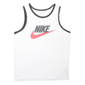 NIKE Mens White & Black Graphic Vest L Sleeveless Crew Neck Sportswear Casual