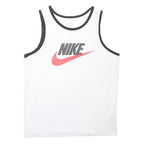 NIKE Mens White & Black Graphic Vest L Sleeveless Crew Neck Sportswear Casual