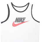 NIKE Mens White & Black Graphic Vest L Sleeveless Crew Neck Sportswear Casual