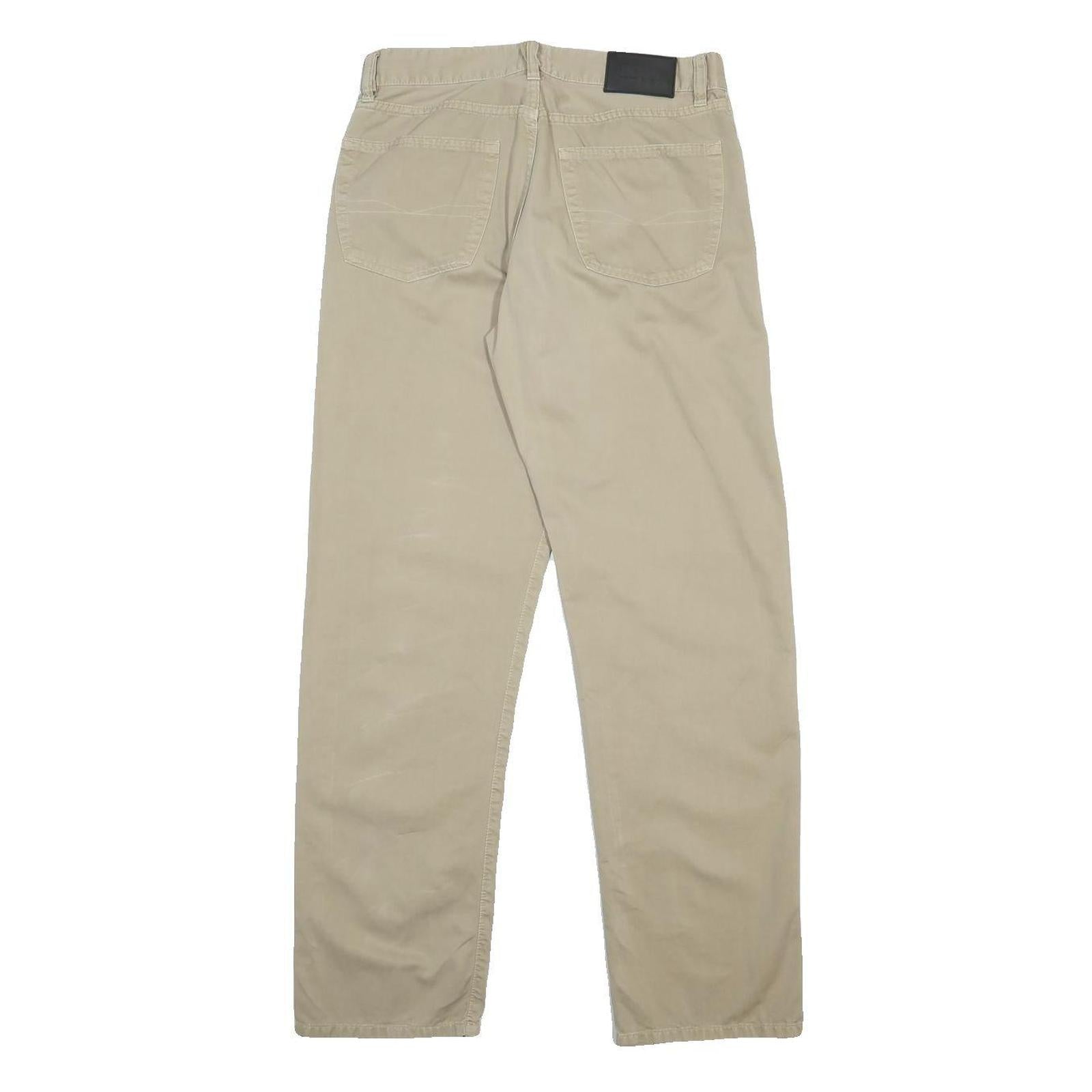 BOSS HUGO BOSS Mens Beige Cotton Regular Straight Trousers W30 L32 Classic