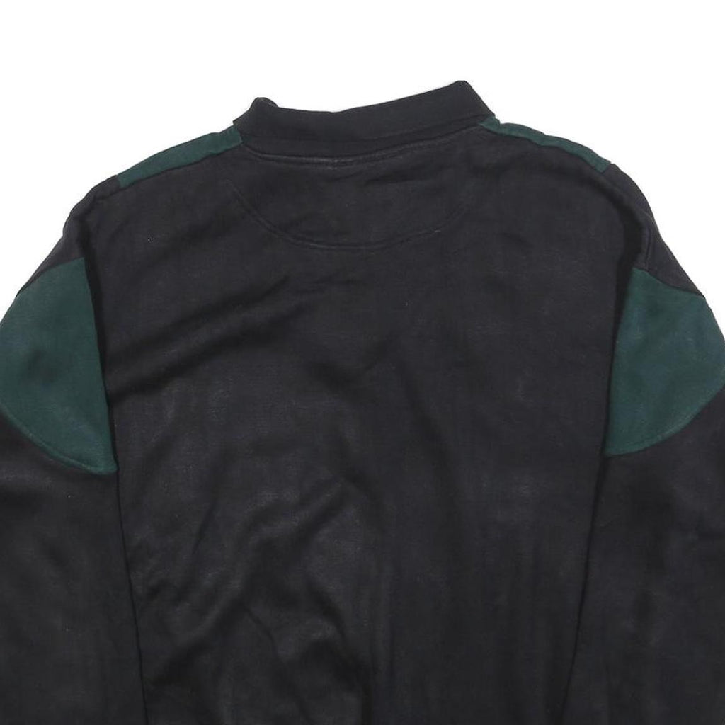 FOOTLOCKER Mens Green & Black Polo Collar L Acrylic Sweatshirt Pullover Casual