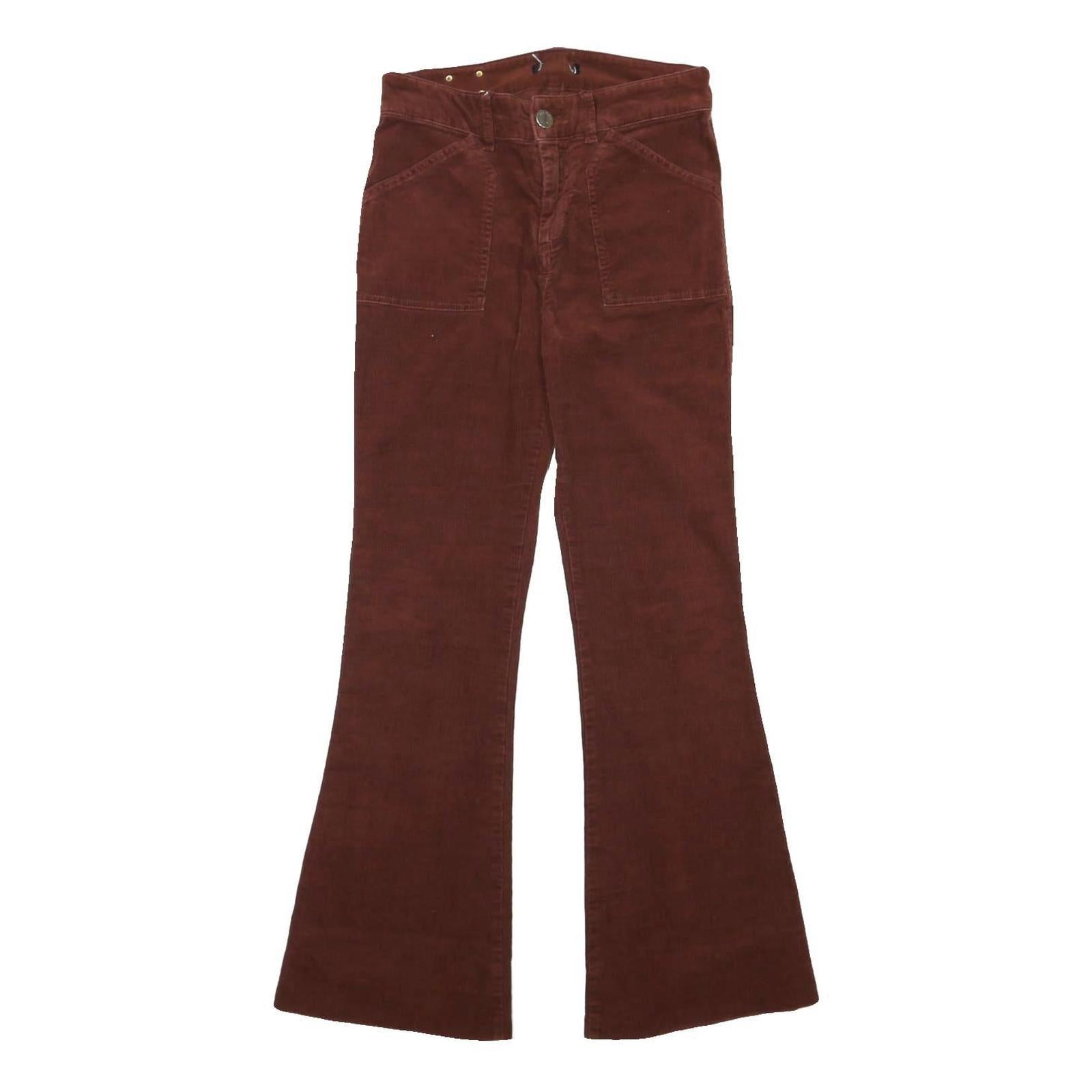 MAX&CO Womens Cotton Blend Brown Regular Flared Trousers W27 L28