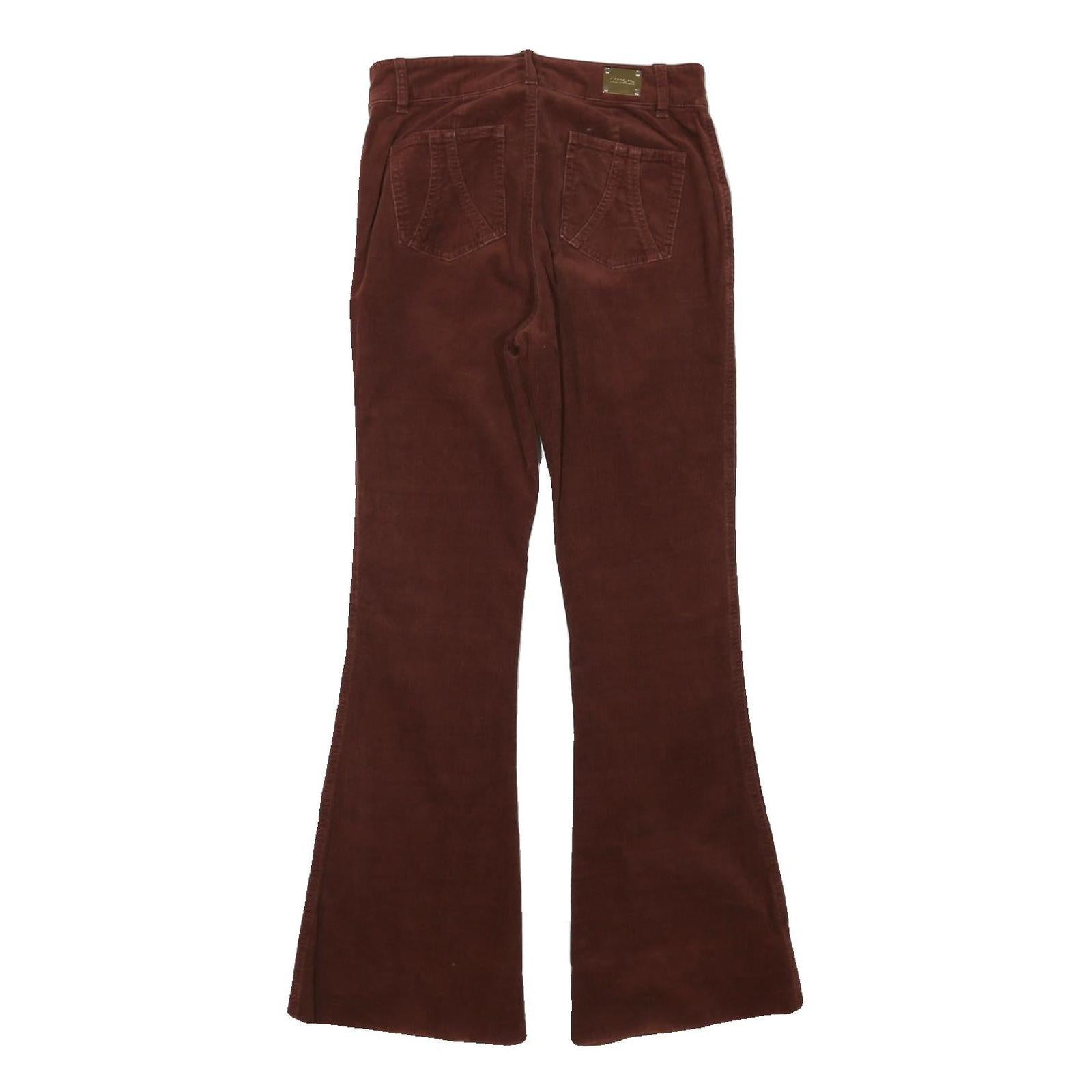 MAX&CO Womens Cotton Blend Brown Regular Flared Trousers W27 L28