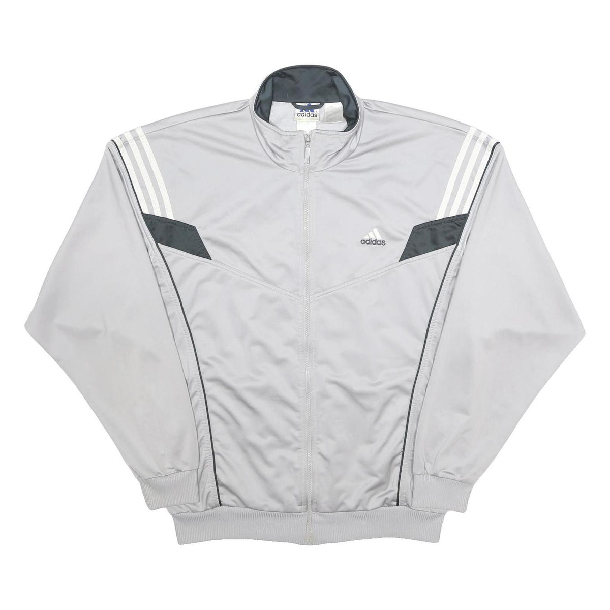 ADIDAS Mens Grey & Black Sports Jacket XL Polyester Zip Plain Casual Fitness Top