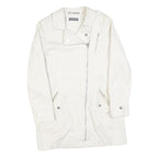 MINT VELVET Womens White Cotton Blend Button Jacket UK 8 Plain Long Sleeve