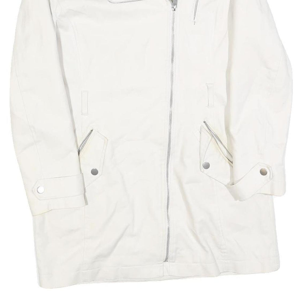 MINT VELVET Womens White Cotton Blend Button Jacket UK 8 Plain Long Sleeve