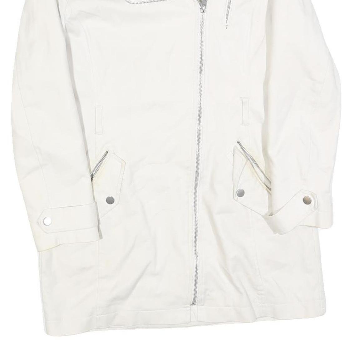 MINT VELVET Womens White Cotton Blend Button Jacket UK 8 Plain Long Sleeve