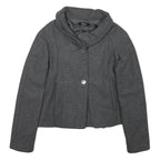 PHARD Womens Grey Wool Blend Peplum Jacket XS Zip Collar Long Sleeve Plain