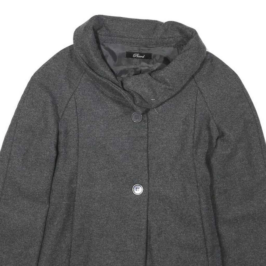 PHARD Womens Grey Wool Blend Peplum Jacket XS Zip Collar Long Sleeve Plain